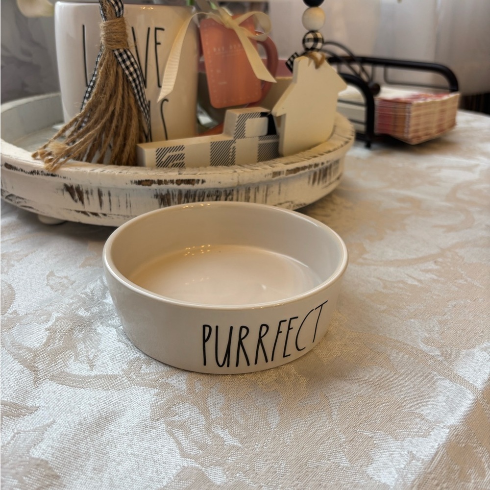 Rae Dunn White Ceramic purrfect Pet Bowl